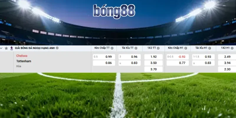 Chi tiết các tỷ lệ khi soi kèo Chelsea vs Tottenham Hotspur